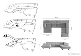 Souprava Phoenix XL, 340x174x220cm v barvě antracit - 2