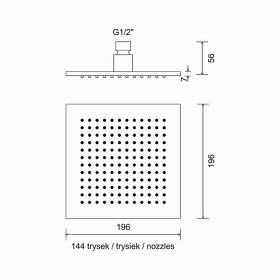 Hlavová sprcha chromová, hranatá 20×20 cm, NOVÁ - 2