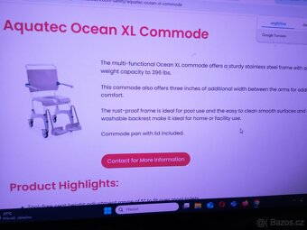Pojízdné sprchovací křeslo se záchodem Aquatec Ocean. - 2