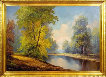 Les s řekou, A.Seif, olej na sololitu, 1110 × 810 mm - 2