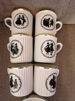 Hrnky motiv rokoko + miska - 2