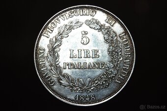 Stříbrná 5 Lira 1848 M - 2