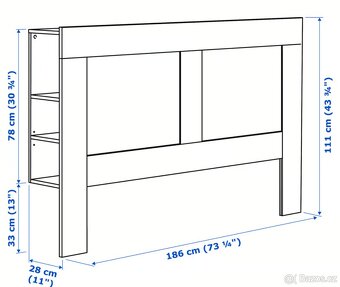 BRIMNES Čelo postele s úložnou přihrádkou, bílá, 180 cm - 2