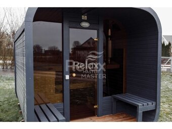 Zahradní finská sauna CUBE sauna 3M s terasou - 2
