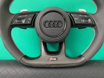 AUDI VOLANT KARBON - PERFOROVANA KOŽA - BIELE ŠITIE - 2