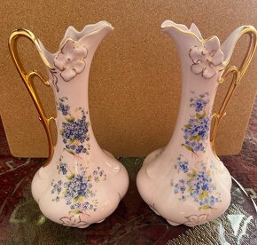 Prodám vázu - růžový porcelán, zlaceno - 2