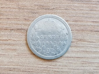 Stříbro 5 Cents 1858 Kanada královna Viktorie stříbrná mince - 2