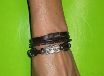 Giorgio Armani Jeans hnědý pánský kožený náramek značkový - 2