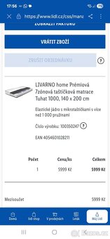Matrace 140x200 LIDL Livarno Home - 2