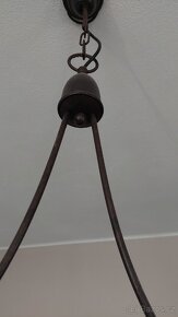 Kovaný lustr se skleněnými stinidly, š. 90 cm, v. 80 cm - 2