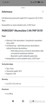 Akumulátor Parkside 2Ah PAP20 B1 nový - 2