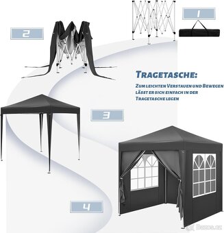 WOLTU skládací pavilon 2 x 2 m, se 4 bočními stěnam - 2