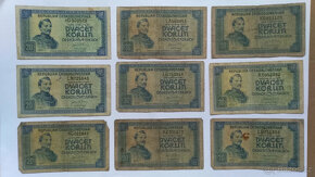 20 Korun, REPUBLIKA ČESKOSLOVENSKÁ, 1945, 9 ks - 2