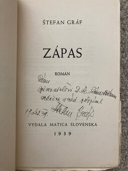 (podpis) Štefan Gráf - Zápas, 1939 - 2