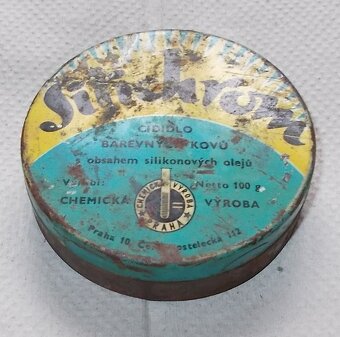 Stará plechová, krabička, Silichrom cídidlo barevných kovů. - 2