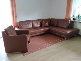 rohová, kožená sedací souprava, křeslo - 2