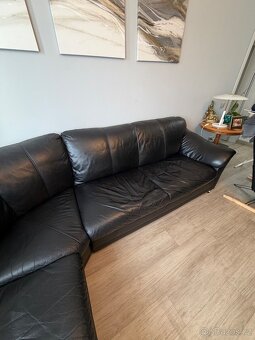 Černá Kožená sedačka - 2