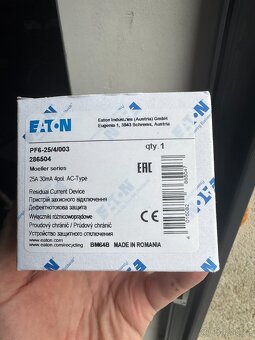 Nové proudové chrániče EATON PF6-25/4/003 25A - 2