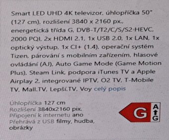 TV Samsung LED 50" (127 cm) + TV stolek dub sonoma - 2