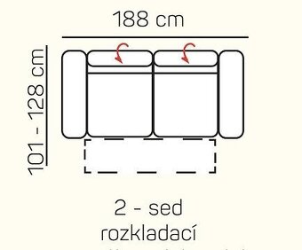 Kožená černá dvoumístná pohovka Phase - 2