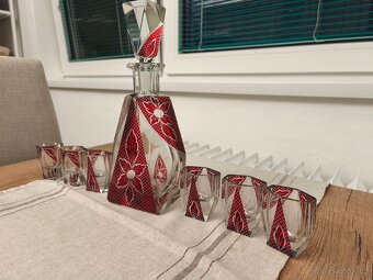 Artdecová sada na likér z broušeného křišťálu - 2