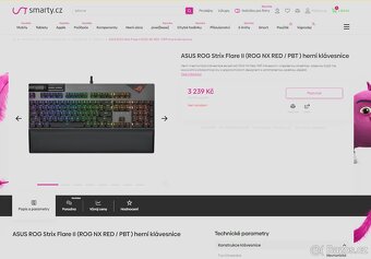 Herní klávesnice ASUS ROG Strix Flare II - jako nová, záruka - 2