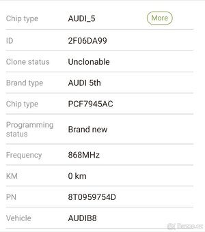 Originální klíč Audi 8T0959754D (868 MHz, remoute) unlocked - 2