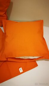 Polštáře 2 ks + ubrus čistá bavlna oranžové barvy - 2