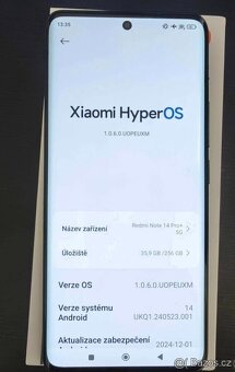 Xiaomi Redmi Note 14 Pro+ 5G, 8/256GB,200Mpx foto,AI, záruka - 2