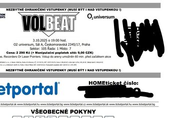 VOLBEAT 3.10.25 O2 UNIVERSUM sezení 3x - 2