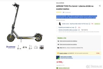 Elektrická koloběžka Aerium T350 Pro černá - 2