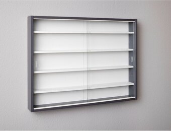 Nástěnná vitrína EVŽEN - šedá/bílá - 2