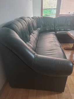 Kožená rustikální sedací souprava - rohová - 2