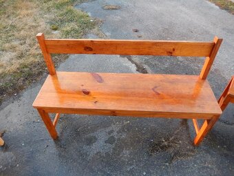 Lavice a židle z masivu, zachovalé, délka lavice 130cm - 2