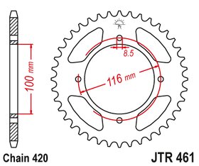 Řetězová rozeta JT 461-50 (457-50) pro řetěz 428 - 2