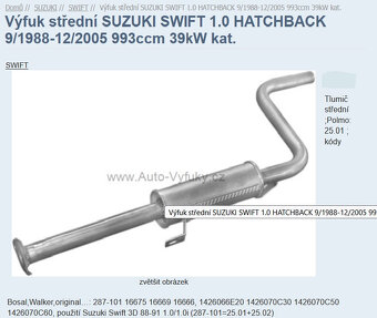 Výfuk střední díl na Suzuki Swift - 2