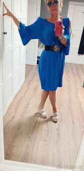 Nové vzdušné modré šaty uni size M/ L - 2