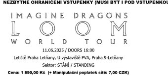 Imagine Dragons Praha 11.06.2025 - 2 lístky - 2