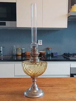 ART DECO STAROŽITNÁ PETROLEJOVÁ LAMPA UNIS PARIS KOLEM 1920 - 2