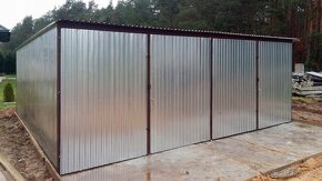 Plechová garáž 6x5m dvoupolohový pozinkovaný plech - 2