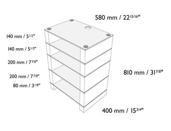 Hifi Stolek BLOK Stax 810 ořech, černé sklo - 2