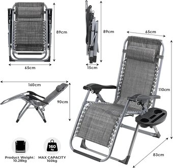 Sun Lounger and Folding Table Set - 2
