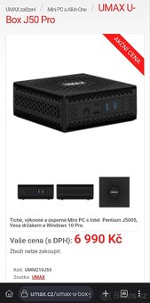 25"AOC + miniPC UMAX U-Box J50 Pro UHD 4K Windows 11 Pro CZ - 2