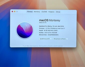 MacBook Pro 15" 2015 /16GB RAM/Intel i7/256GB SSD/ Záruka - 2