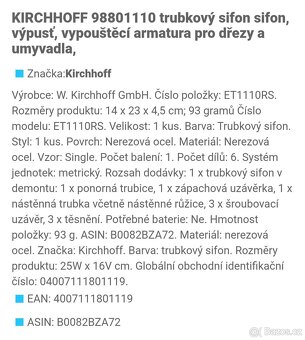 Sifon pod umyvadlo Úplně nový - 2