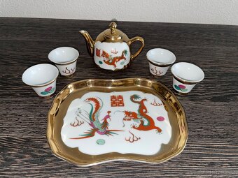 Značený čajový servis, porcelánový čínský drak - 2