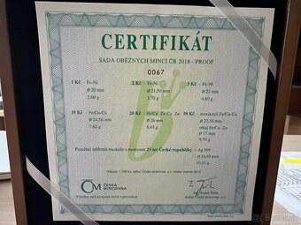 Vzácná sada mincí 2018 proof -dřevěná etue nízké číslo 67 - 2