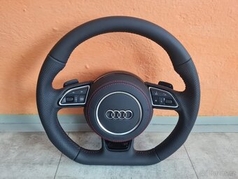 AUDI MULTIFUNKCNY VOLANT S AIRBAGOM A PADLAMI, červená niť - 2