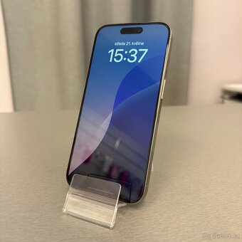 iPhone 15 Pro 128GB natural titan, 100% baterie, rok záruka - 2