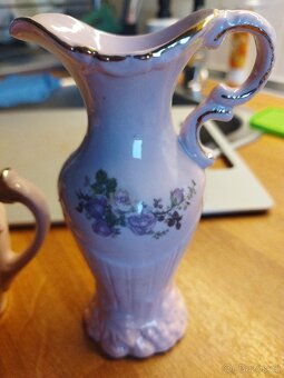 Růžový porcelán hrnek + konvička - 2